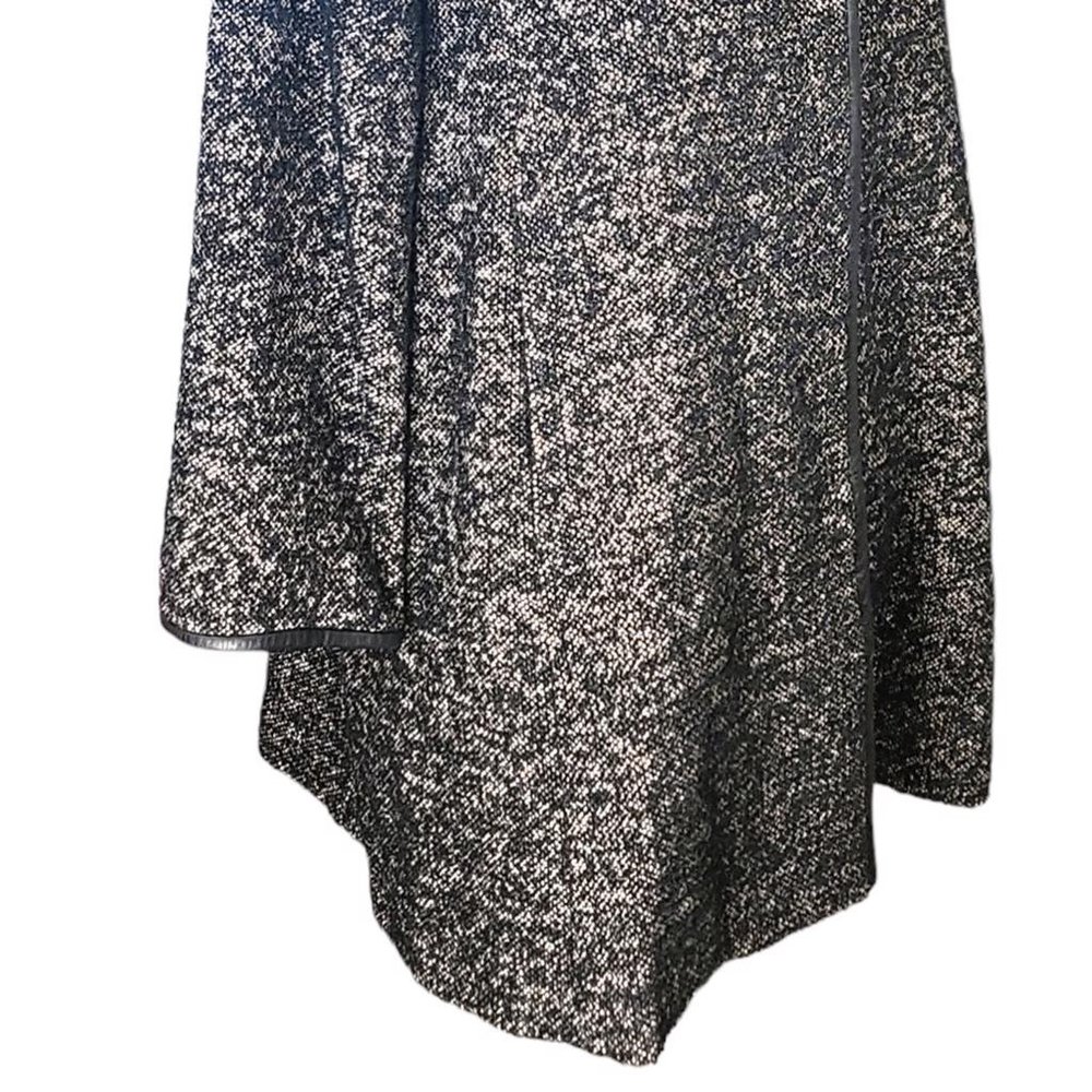 ⚜️ EILEEN FISHER ⚜️ sz L black tweed & leather lighter coat jacket transitional - Picture 7 of 11